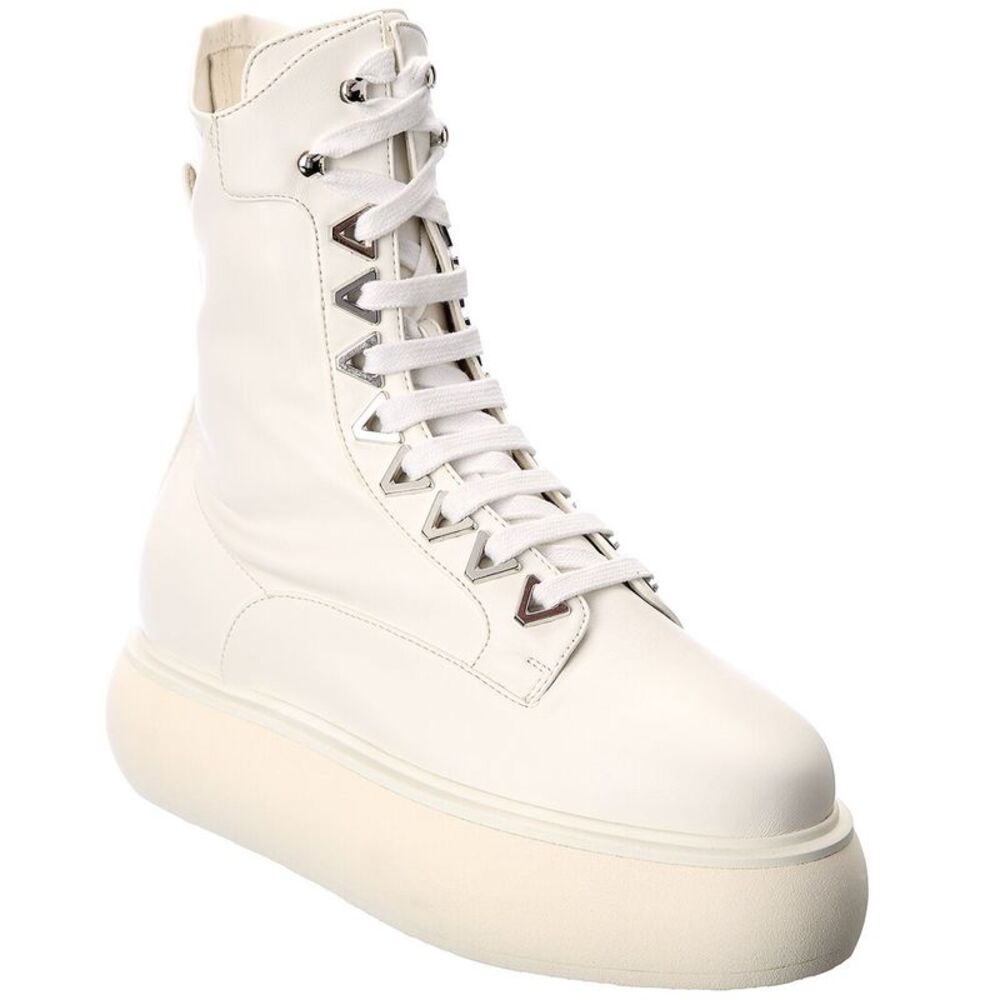 The Attico Selene Leather Boot, White